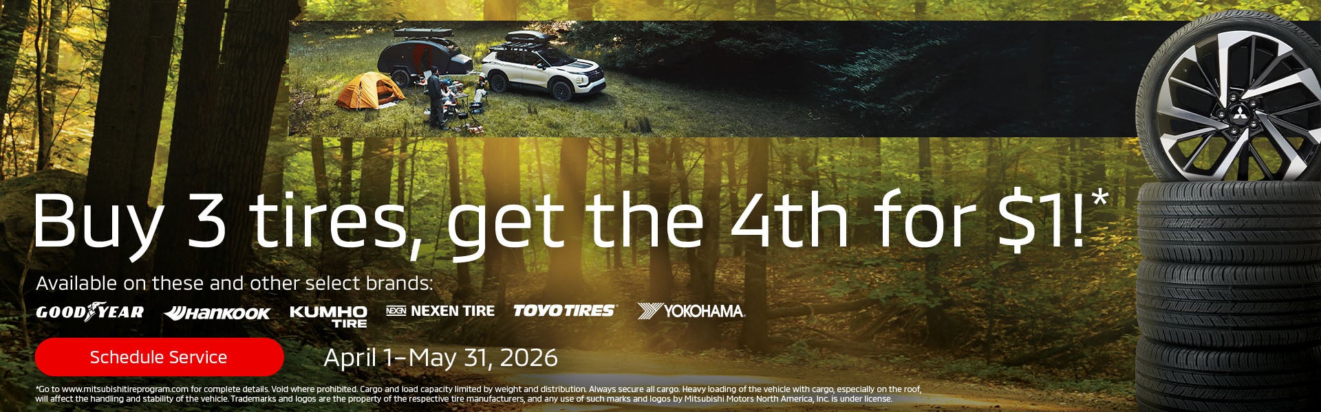 Buy 3 Tires Get The 4th For $1