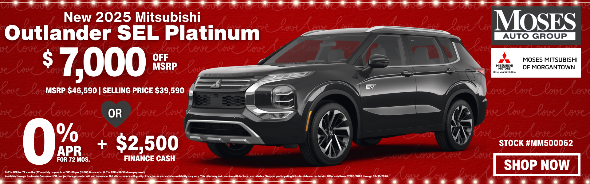 2025 Outlander SEL Platinum February Offer