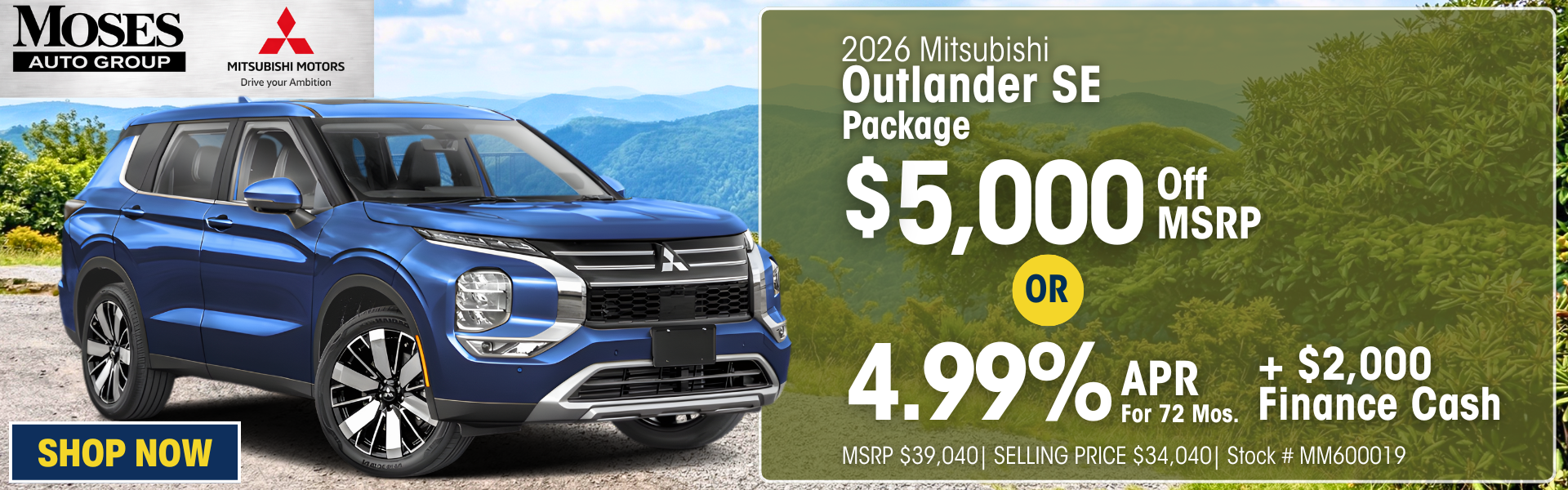 2026 Outlander SE April Offer